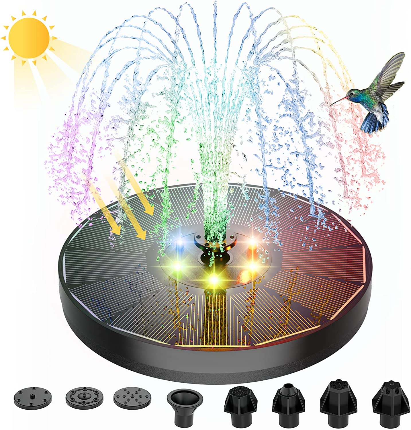 Flerfärgad LED -solfontän